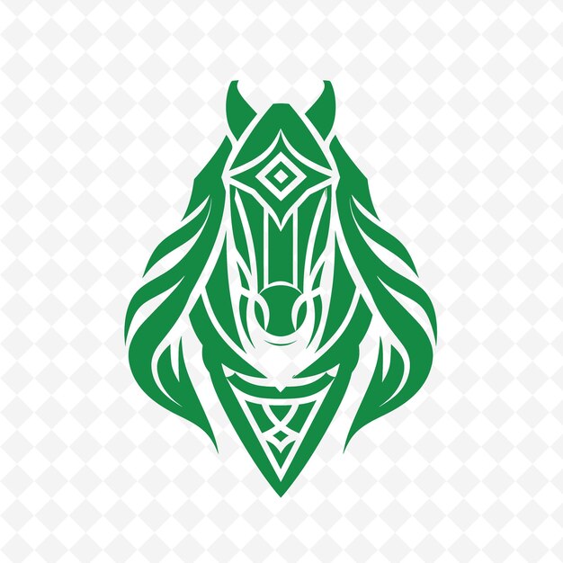PSD a green horse head with a green background with a geometric pattern on it