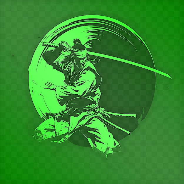 PSD a green image of a man with a sword and a green background