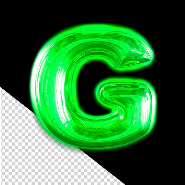 Green inflatable 3d symbol with glow letter g