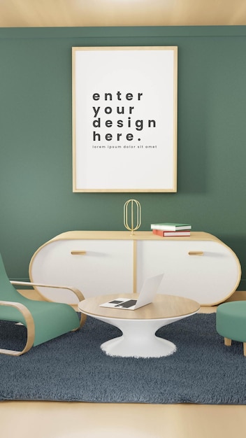 Green interior frame mockup