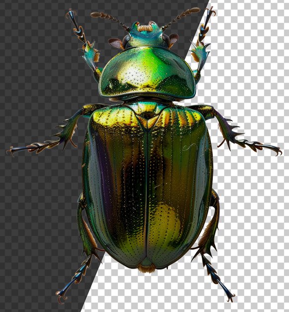 PSD Зеленый радужный жук на прозрачном фоне png