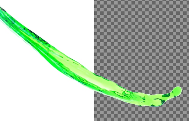 green juice from nature splash in air water green leaf pour from sky and purify clean natural many shape form of water splashing flow over white background isolated