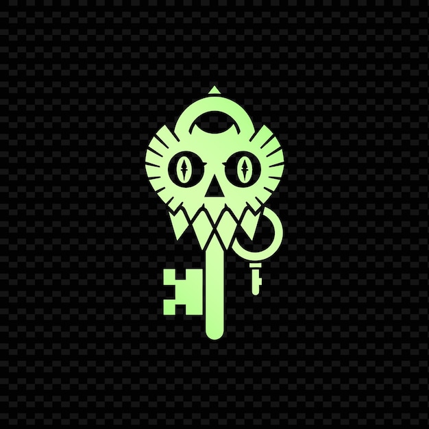 A green key with a skull on it