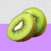 PSD a green kiwi sliced in half isolated object transparent background
