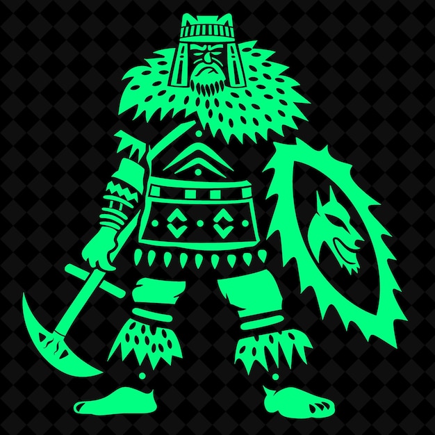 PSD a green knight with a sword and shield