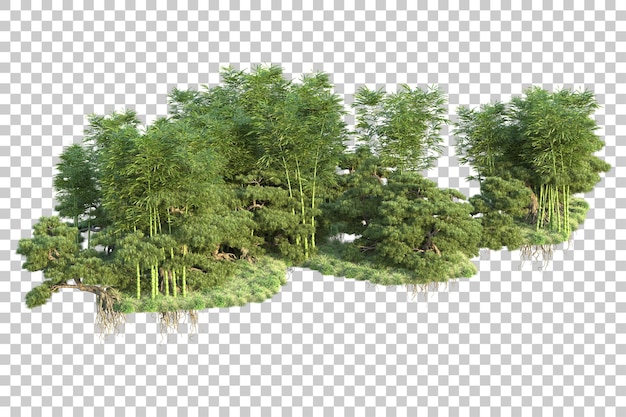 PSD 透明な背景に隔離された緑の風景 3dレンダリングイラスト