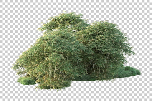 Зеленый ландшафт, изолированный на прозрачном фоне 3d-илюстрация