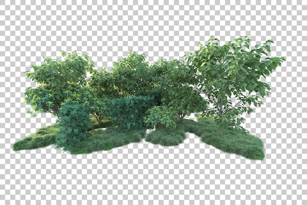 Зеленый пейзаж изолирован на прозрачном фоне 3d рендеринг иллюстрации