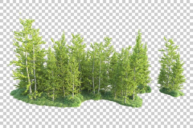 PSD Зеленый пейзаж изолирован на прозрачном фоне 3d рендеринг иллюстрации