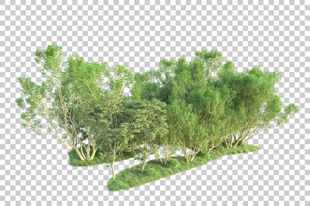 Зеленый пейзаж изолирован на прозрачном фоне 3d рендеринг иллюстрации