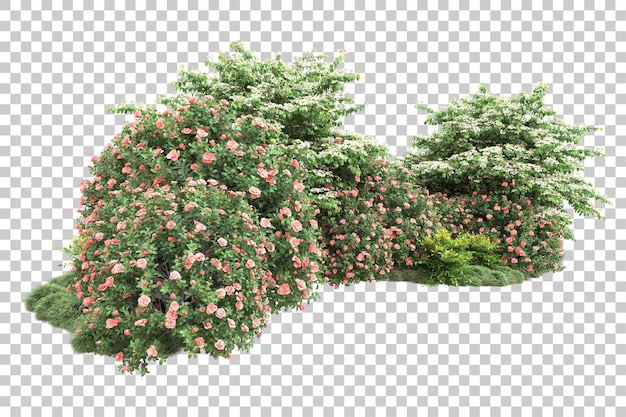 PSD green landscape isolated on transparent background 3d rendering illustration