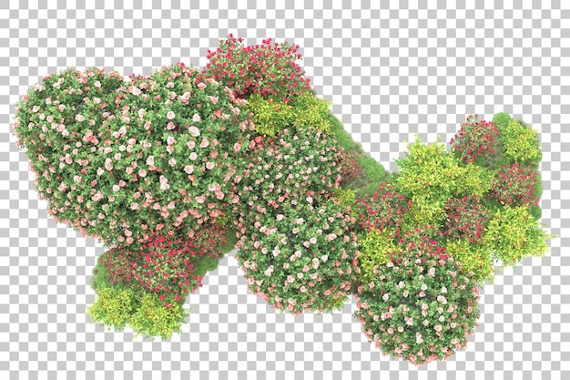 Paesaggio verde isolato su uno sfondo trasparente illustrazione di rendering 3d