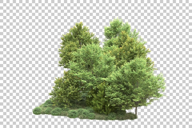 透明な背景に隔離された緑の風景 3Dレンダリングイラスト