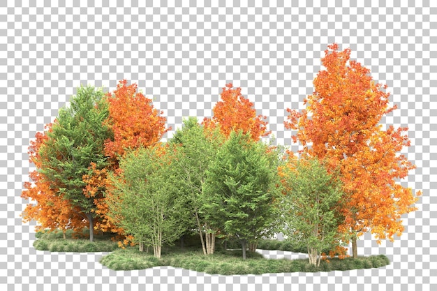 透明な背景に隔離された緑の風景 3Dレンダリングイラスト