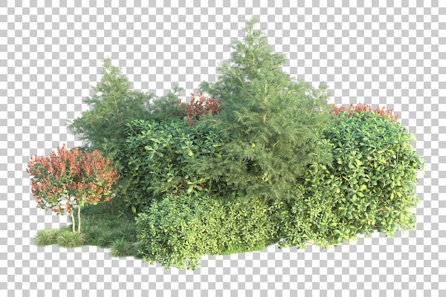 Paesaggio verde isolato su uno sfondo trasparente illustrazione di rendering 3d