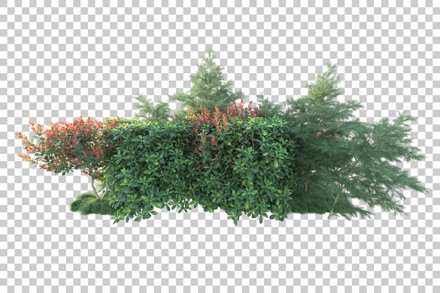 투명한 배경에 분리 된 녹색 풍경 3d 렌더링 일러스트레이션