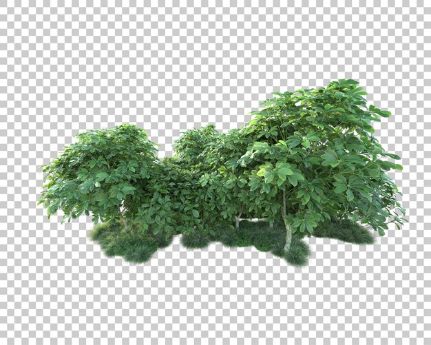 透明な背景の 3 d レンダリング図に分離された緑の風景