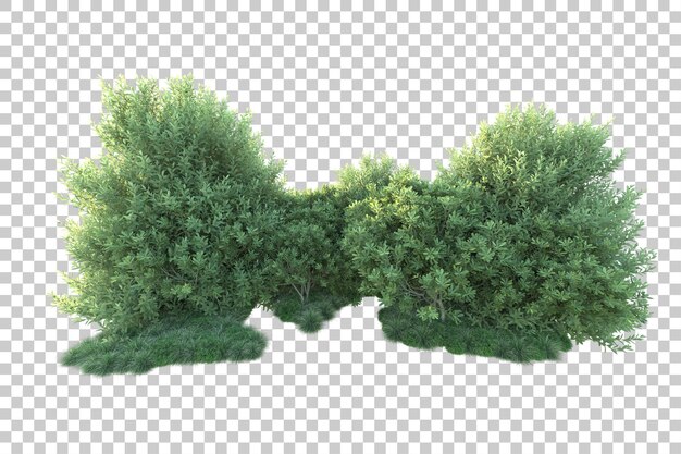 ภาพทิวทัศน์สีเขียวแยกบนพื้นหลังโปร่งใส ภาพเรนเดอร์ 3 มิติ