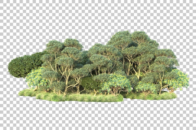 PSD green landscape isolated on transparent background 3d rendering illustration