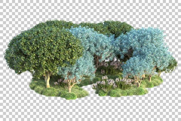 투명한 배경에 분리 된 녹색 풍경 3d 렌더링 일러스트레이션