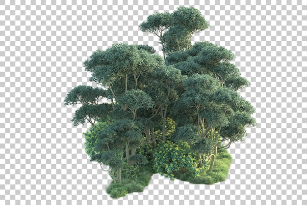green landscape isolated on transparent background 3d rendering illustration