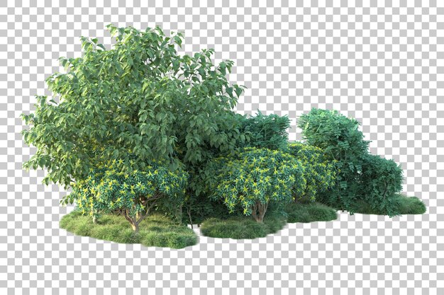 Green landscape isolated on transparent background 3d rendering illustration