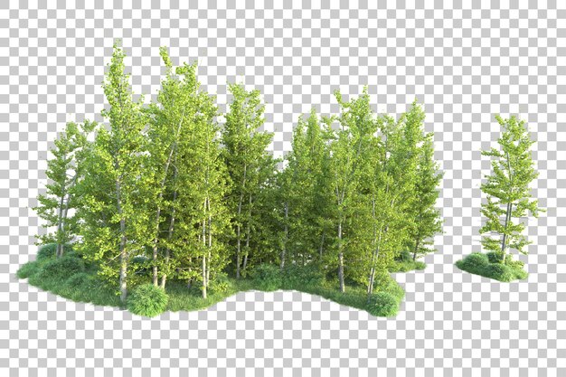 Paesaggio verde isolato su sfondo trasparente illustrazione del rendering 3d