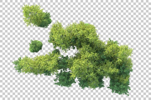 Green landscape isolated on transparent background 3d rendering illustration