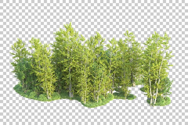 PSD green landscape isolated on transparent background 3d rendering illustration