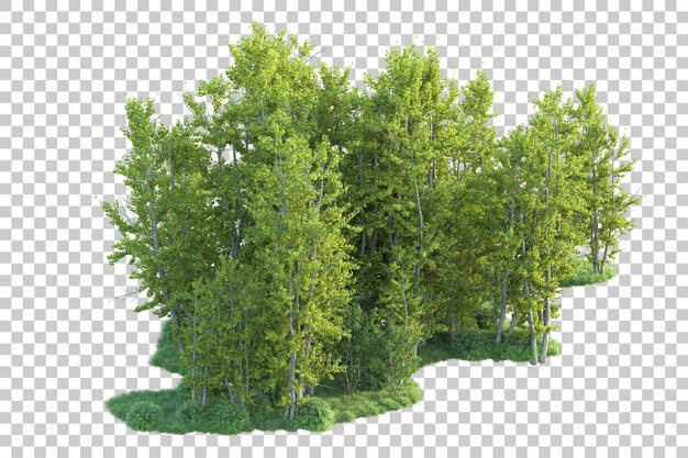 PSD green landscape isolated on transparent background 3d rendering illustration