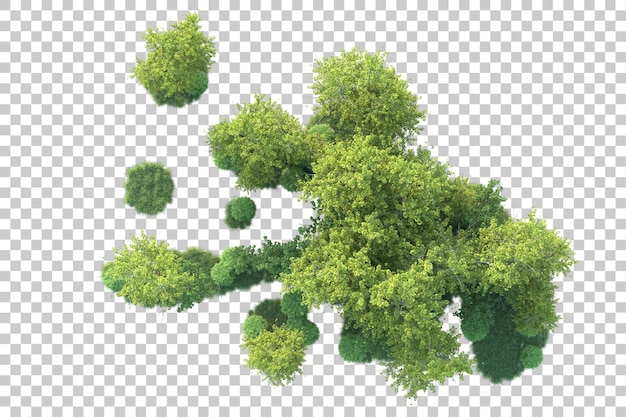 PSD green landscape isolated on transparent background 3d rendering illustration