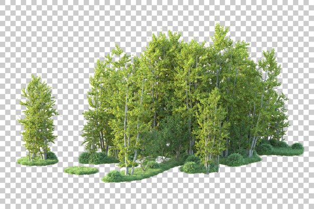 PSD green landscape isolated on transparent background 3d rendering illustration