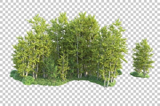 PSD green landscape isolated on transparent background 3d rendering illustration