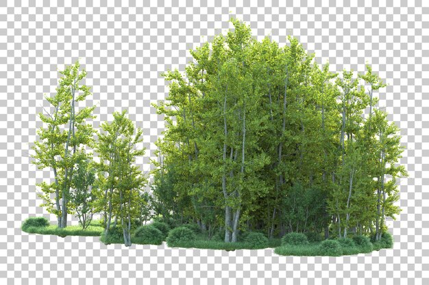 PSD green landscape isolated on transparent background 3d rendering illustration