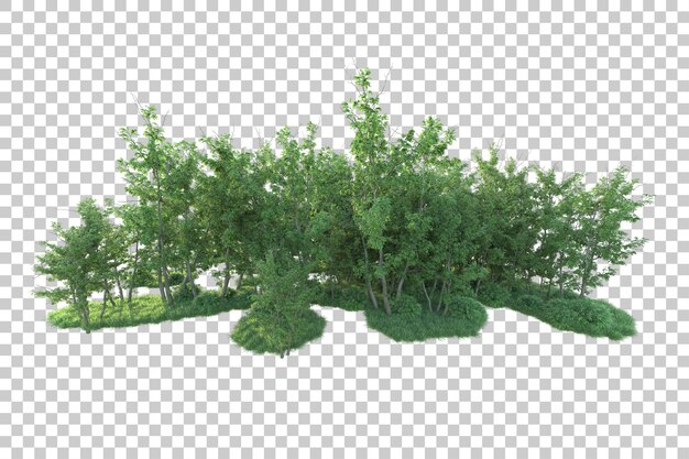 PSD green landscape isolated on transparent background 3d rendering illustration