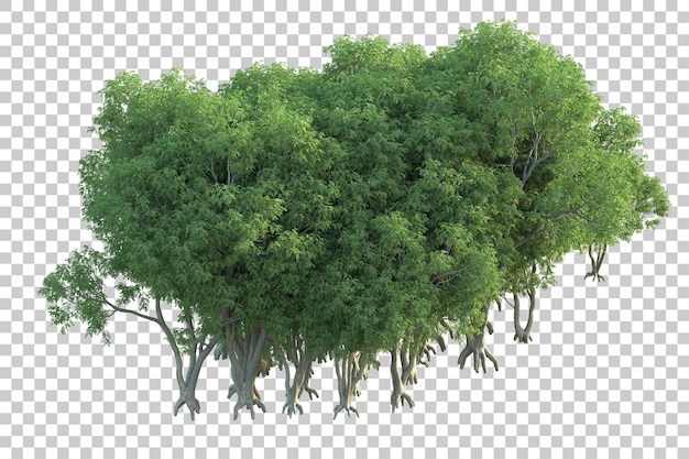 ภาพทิวทัศน์สีเขียวแยกบนพื้นหลังโปร่งใส ภาพเรนเดอร์ 3 มิติ
