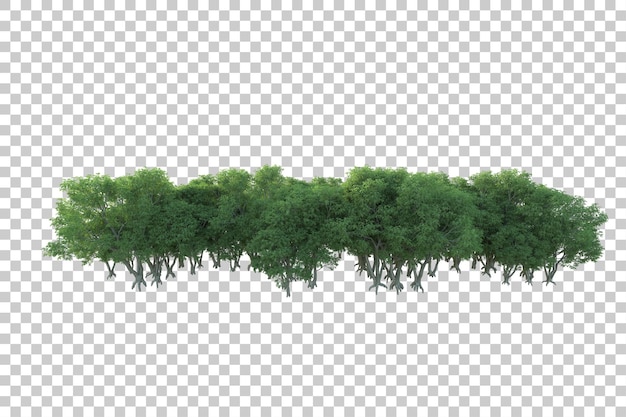 Green landscape isolated on transparent background 3d rendering illustration