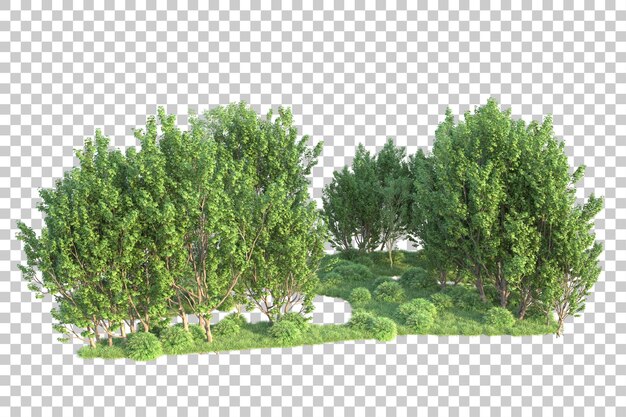 Green landscape isolated on transparent background 3d rendering illustration