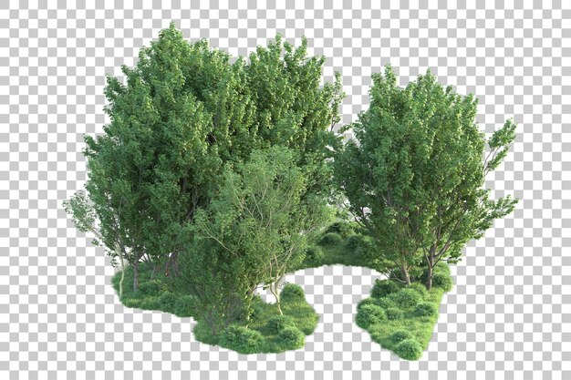green landscape isolated on transparent background 3d rendering illustration
