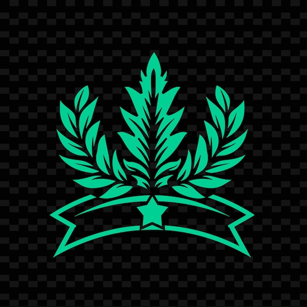 PSD a green laurel wreath with a green ribbon on it