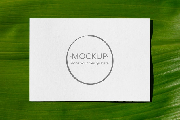 Mockup di carta foglia verde