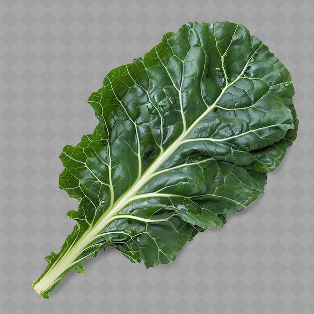 PSD a green leaf of kale is shown on a transparent background