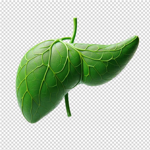 A green leaf of a leaf is shown on a transparent background