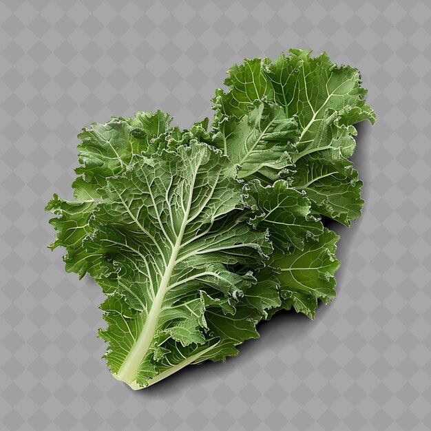 PSD a green leaf of lettuce is shown on a transparent background