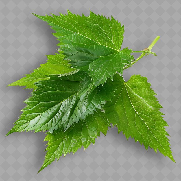 PSD a green leaf of a mint that is on a gray background