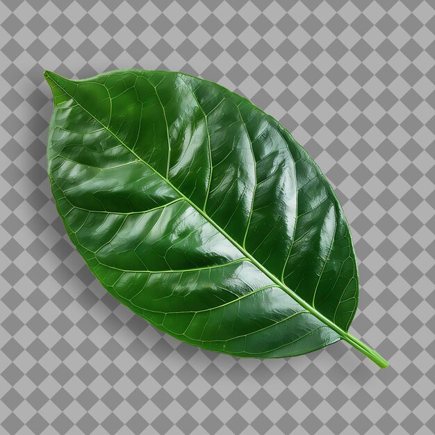 PSD a green leaf that is on a gray background