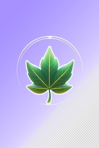 A green leaf that is on a purple background