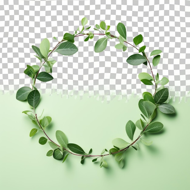 PSD a green leaf wreath on black a natural and elegant design for any window