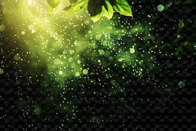 PSD foglie verdi su uno sfondo nero con la luce che splende