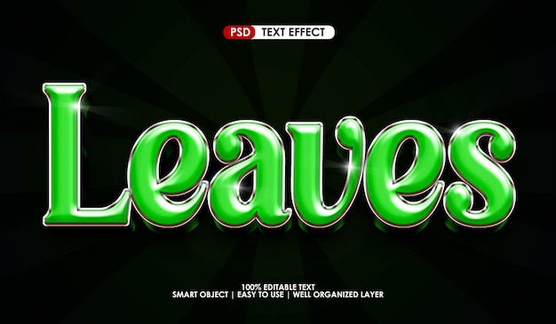 Green leaves premium 3d text style effect